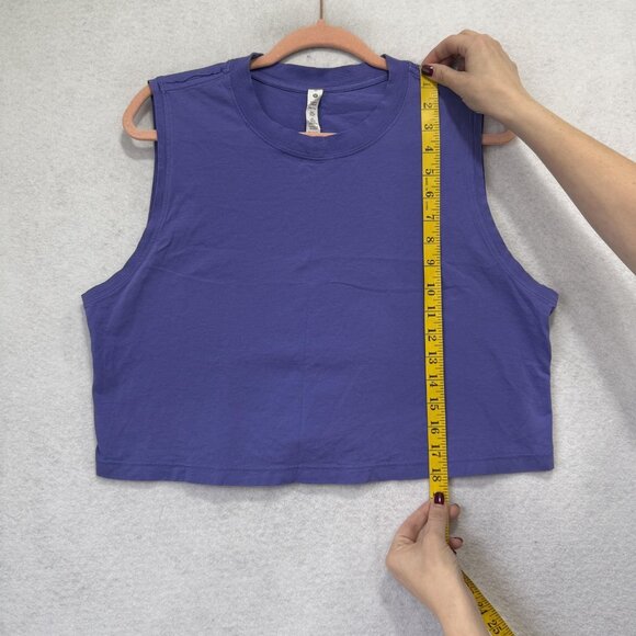 Lululemon All Yours Cropped Tank Top Womens 10 Purple Pima Cotton Sleeveless - Picture 3 of 7